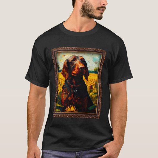 Hanoverian Scenthound Painting Sunflower Flower Mo T-shirt (Voorkant)