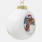 Hanoverian Scenthound Snowy Forest Cabin Santa Hat Keramische Bal Ornament (Links)