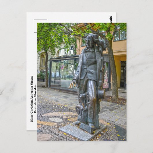 Hans Christelijk Andersen Standbeeld, Bratislava,  Briefkaart (Voorkant / Achterkant)