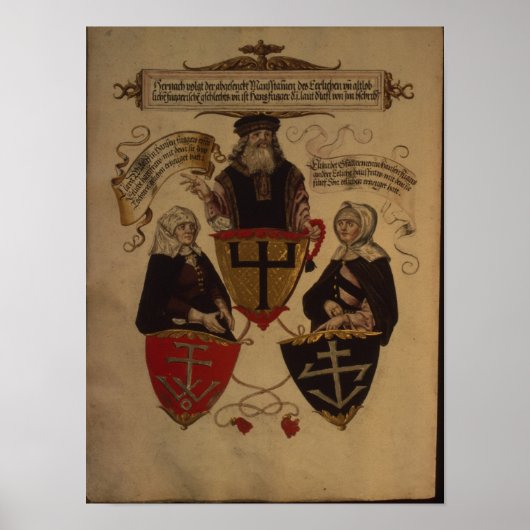 Hans Fugger twee vrouwen Clara Widolf en Elisabeth Poster (Voorkant)