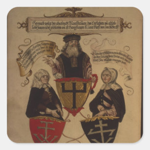Hans Fugger twee vrouwen Clara Widolf en Elisabeth Vierkante Sticker