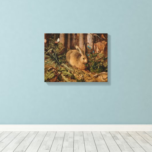 Hans Hoffmann A hare in het bos Canvas Afdruk (Insitu (Houten vloer))