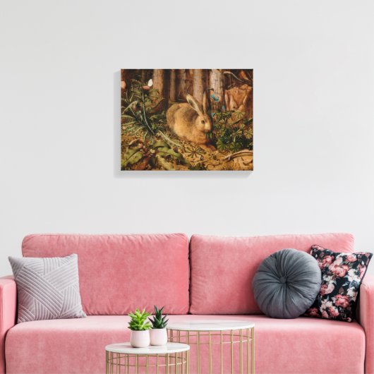 Hans Hoffmann A hare in het bos Canvas Afdruk (Insitu (Woonkamer))