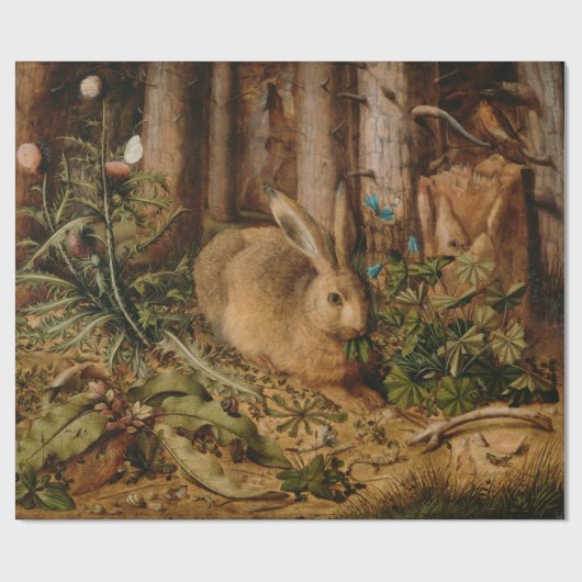 Hans Hoffmann Een haas in het bos  kunst Cadeaupapier (Vlak)