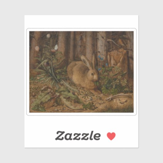 Hans Hoffmann - Een haas in het bos Sticker (Vel)