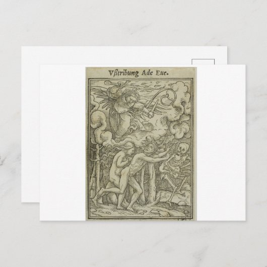 HANS HOLBEIN ADAM & EVE UIT PARADISE GEDROOGD BRIEFKAART (Voorkant / Achterkant)