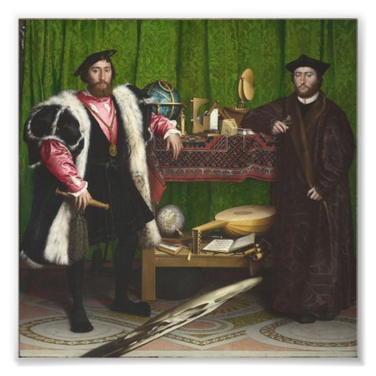 Hans Holbein de Younger - de ambassadeurs Foto Afdruk (Voorkant)