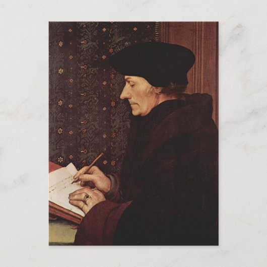 Hans Holbein - Portret van Desiderius Erasmus Briefkaart (Voorkant)