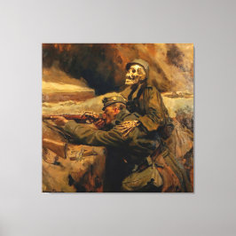 Hans Larwin - Soldat und Tod (1917) Canvas Afdruk