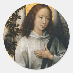 Hans Memling- Angel Holding a Olive Branch Ronde Sticker