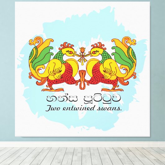 Hansa Puttuwa – Two Entwined Swans Canvas Afdruk (Insitu (Houten vloer))