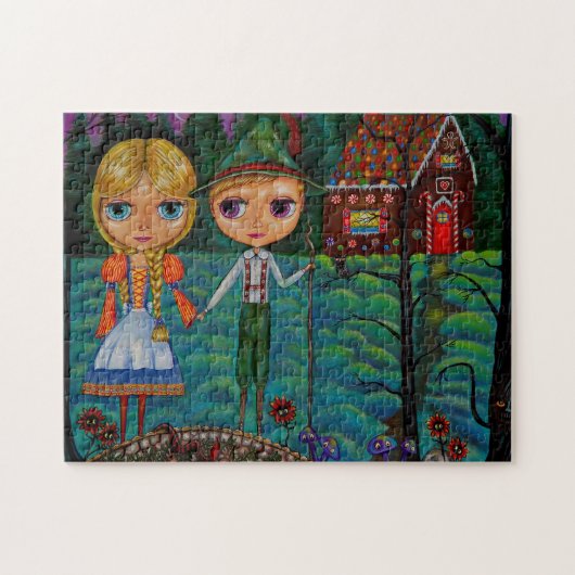 Hansel and Gretel Scary Bossen Gingerbrood House Legpuzzel (Horizontaal)