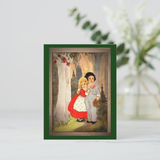 Hansel en Gretel aan Forest Edge Briefkaart (Staand voorkant)