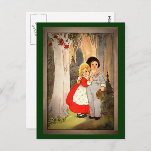 Hansel en Gretel aan Forest Edge Briefkaart (Voorkant / Achterkant)