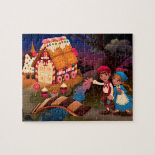 Hansel en Gretel bij het snoep huis sprookje Legpuzzel
