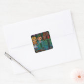 Hansel en Gretel Dolls en het Gingerbrood House Vierkante Sticker (Envelop)