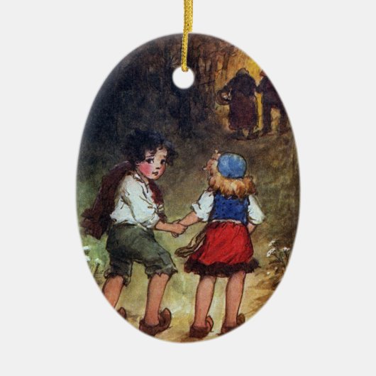 Hansel en Gretel Head in de Bossen Keramisch Ornament (Voorkant)