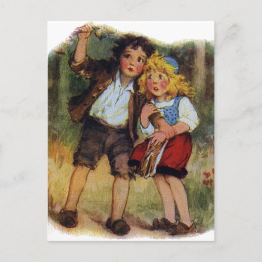 Hansel en Gretel Lost in de Bossen Briefkaart (Voorkant)