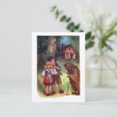 Hansel en Gretel ontmoeten de heks Briefkaart (Staand voorkant)