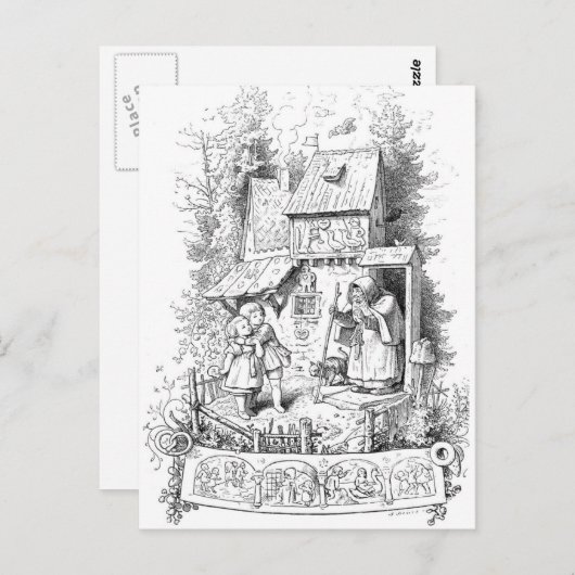 Hansel en Gretel ontmoeten de heks Briefkaart (Voorkant / Achterkant)
