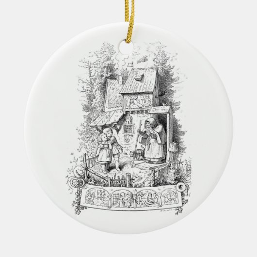 Hansel en Gretel ontmoeten de heks Keramisch Ornament (Voorkant)