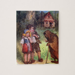 Hansel en Gretel ontmoeten de heks Legpuzzel
