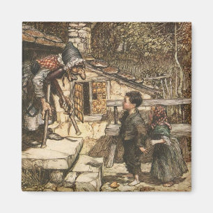 Hansel en Gretel ontmoeten de heks Magneet