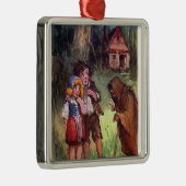 Hansel en Gretel ontmoeten de heks Metalen Ornament (Rechts)