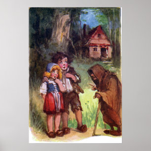 Hansel en Gretel ontmoeten de heks Poster
