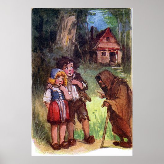 Hansel en Gretel ontmoeten de heks Poster (Voorkant)