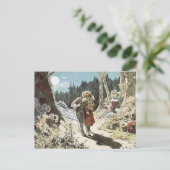 Hansel en Gretel op het pad in het moonlight Briefkaart (Staand voorkant)