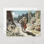 Hansel en Gretel op het pad in het moonlight Briefkaart (Voorkant / Achterkant)