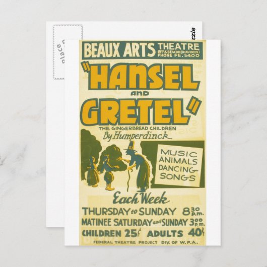 Hansel en Gretel - Opera van Engelbert Humperdinck Briefkaart (Voorkant / Achterkant)