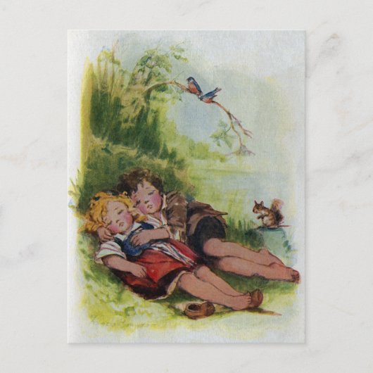 Hansel en Gretel Slapen in de Bossen Briefkaart (Voorkant)
