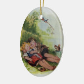 Hansel en Gretel Slapen in de Bossen Keramisch Ornament (Links)