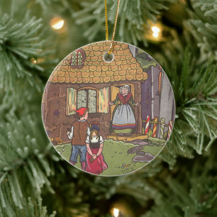 Hansel en Gretel, Vintage Fairy Tale van Hauman Keramisch Ornament