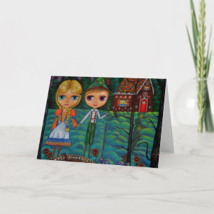 Hansel & Gretel Dolls Gingerbread House Feestdagen Kaart