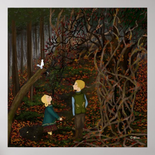 Hansel & Gretel in het bos Poster (Voorkant)
