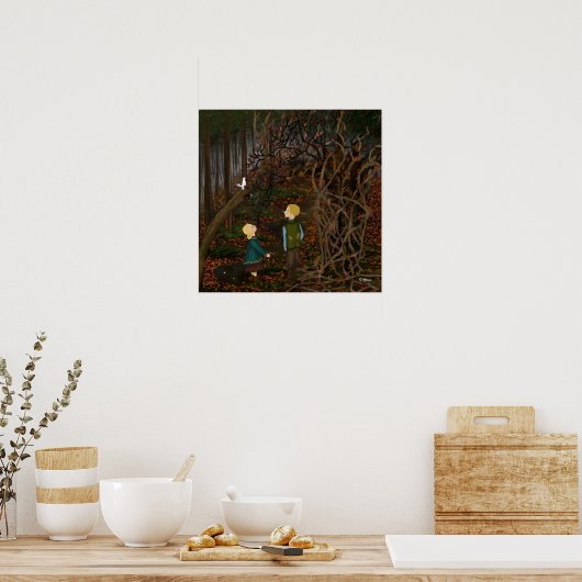 Hansel & Gretel in het bos Poster (Keuken)