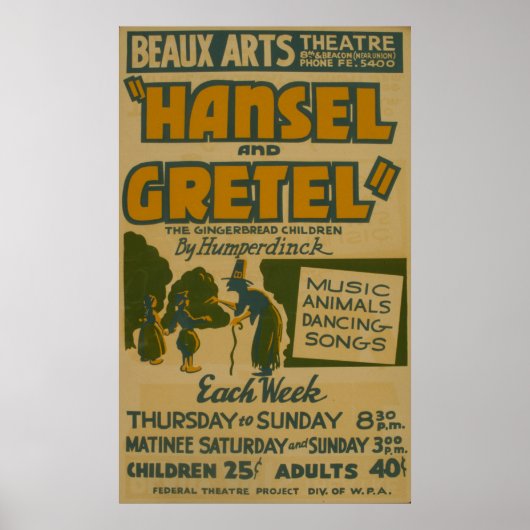 Hansel Gretel WPA Theater Poster (Voorkant)