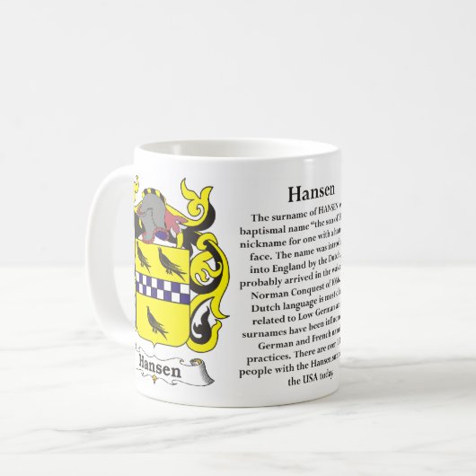 Hansen Family Coat of Arms Mok (Voorkant links)