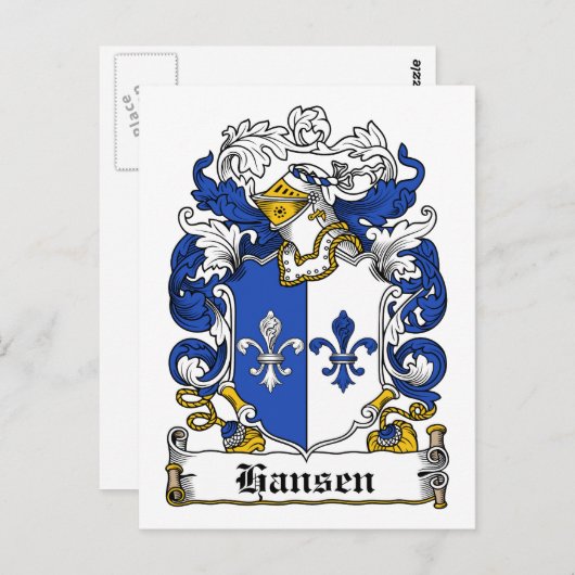 Hansen Family Crest Briefkaart (Voorkant / Achterkant)