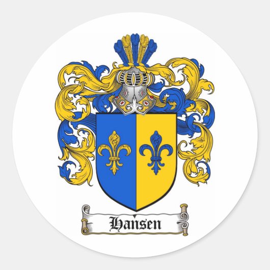 HANSEN FAMILY CREST - HANSEN COAT OF ARMS RONDE STICKER (Voorkant)
