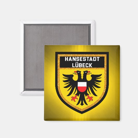 Hansestadt Lübeck Flag Magneet (Voorkant / Achterkant)