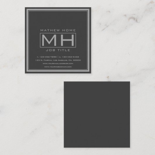 Hansom Grijs & Donkergrijs Professioneel Vierkante Visitekaartje (Voorkant / Achterkant)