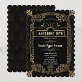 Hansome 16th Art Deco Gold Great Gatsby jaren 20 Kaart (Voorkant / Achterkant)