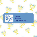 Hanukah Gelt en Dreidels Etiket<br><div class="desc">Klik op "Aanpassen om achtergrondkleur en lettertypen aan te passen.</div>