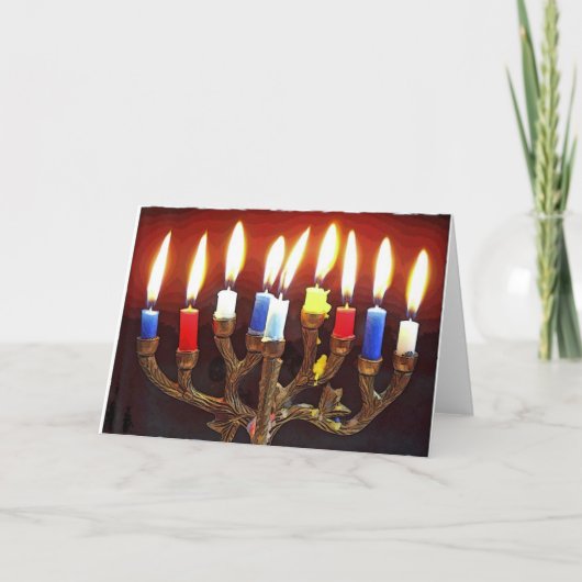 Hanukah Menorah Kaart (Voorkant)