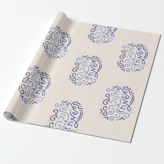 Hanukah Sameach Holiday Hebreeuws Wrapping Paper Cadeaupapier (Uitgerold)