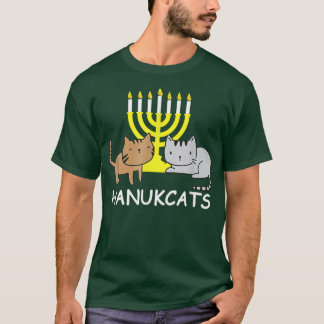 Hanukcats Funny Hanukkah Gift Cute Kawaii Cat  T-shirt